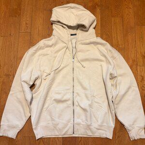 EUC Brandy Melville Christie Christy Hoodie Zip-up Dark Navy Natural Off White